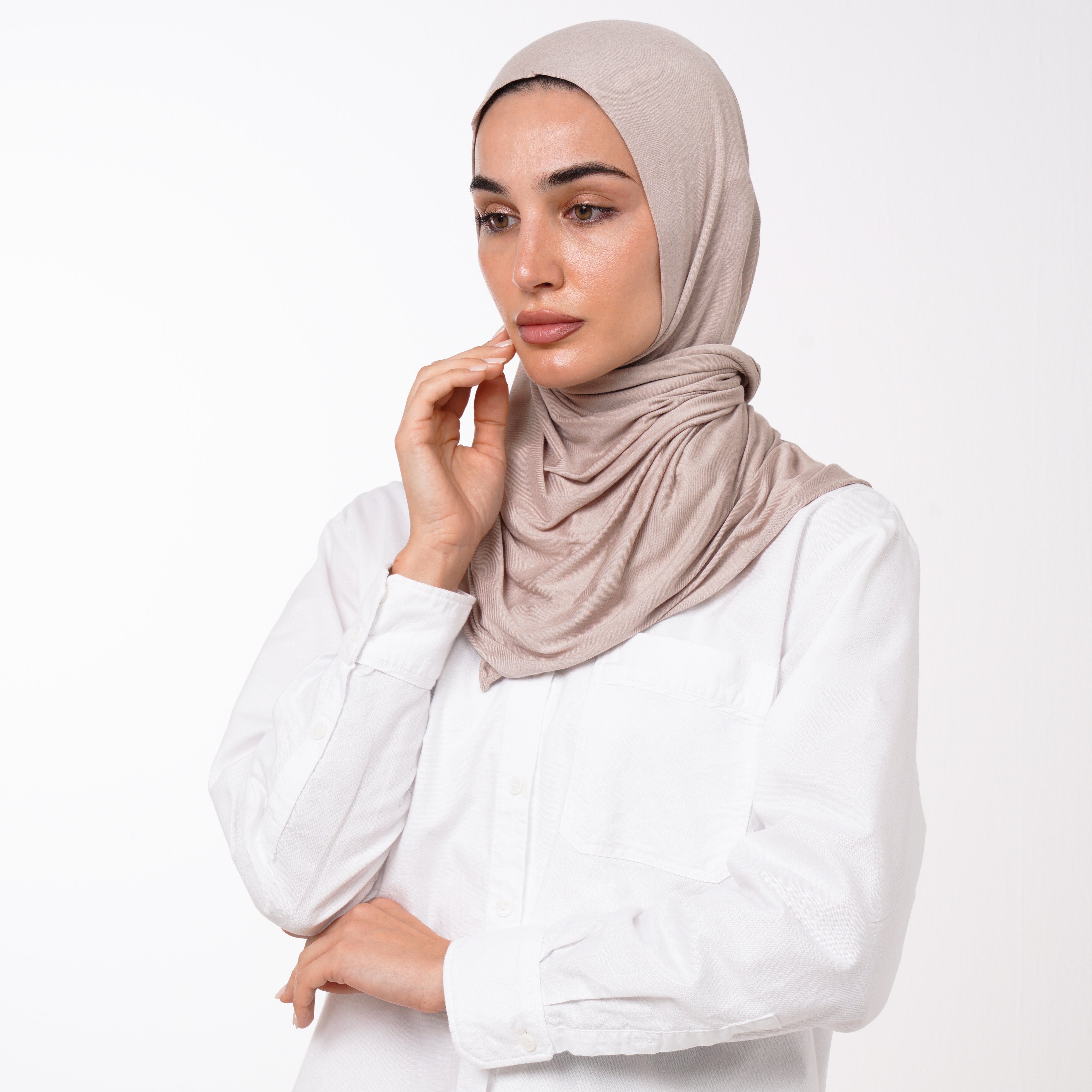 Cotton Malmal Folded Hijab - Muted Rose Taupe