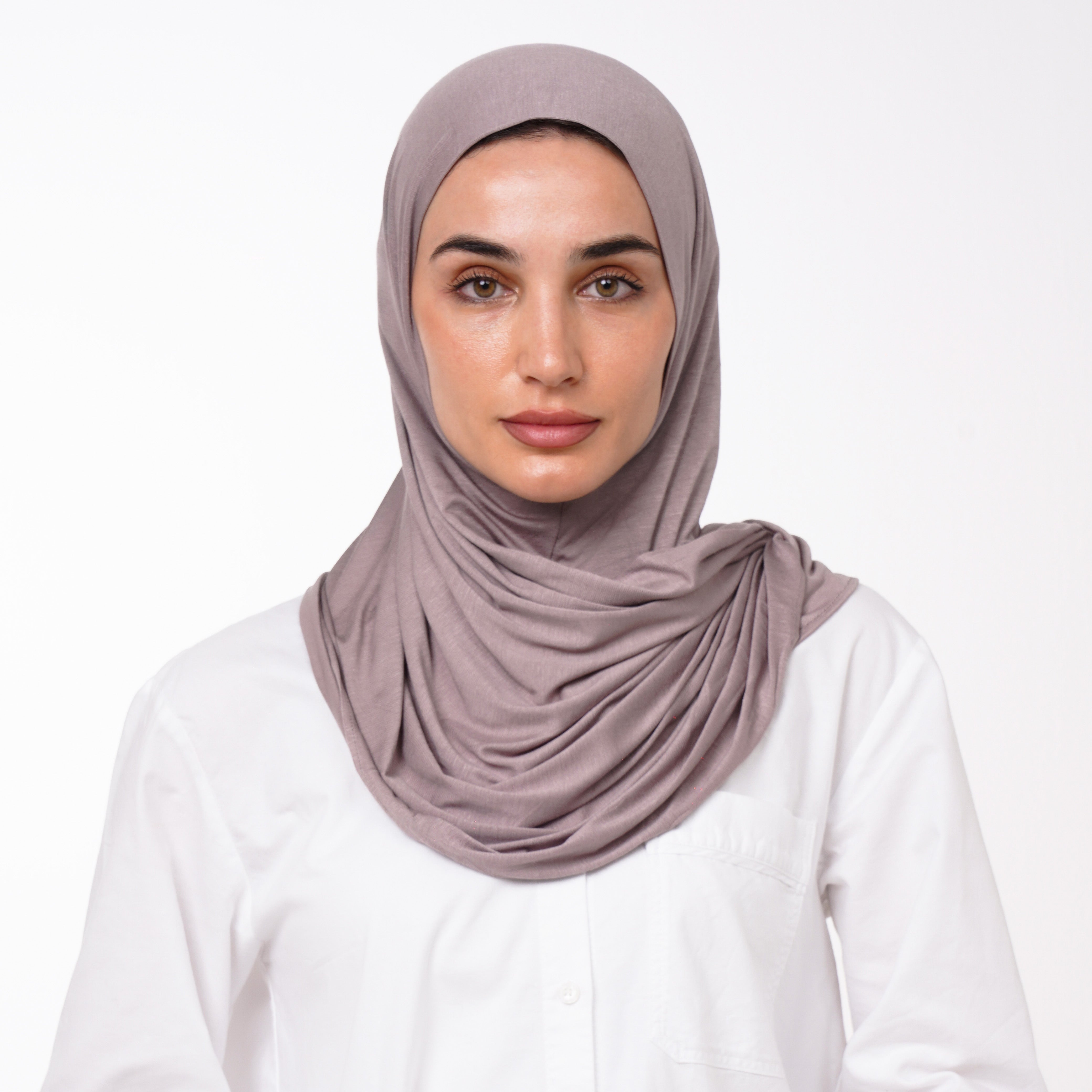 Cotton Malmal Folded Hijab - Dusty Mauve Taupe