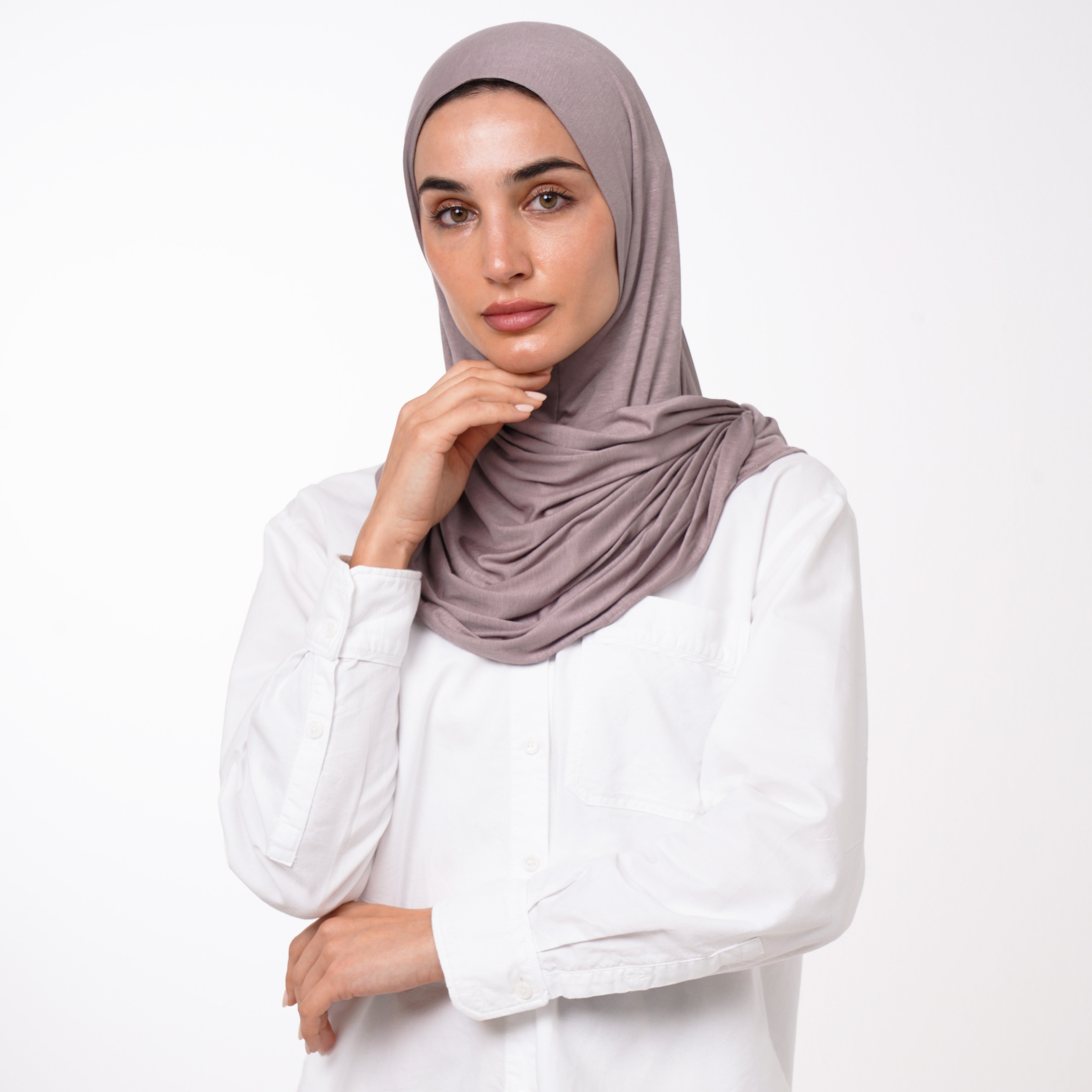 Cotton Malmal Folded Hijab - Dusty Mauve Taupe