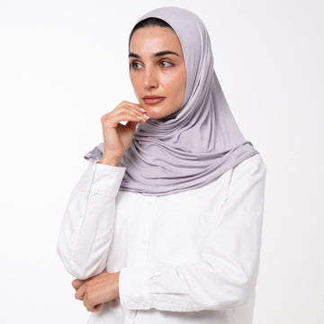 Cotton Malmal Folded Hijab - Soft Lavender Grey