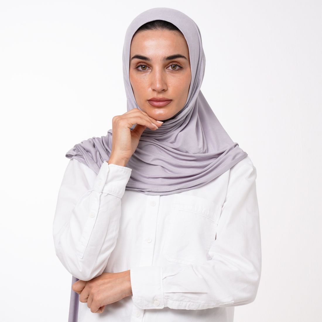 Cotton Malmal Folded Hijab - Soft Lavender Grey