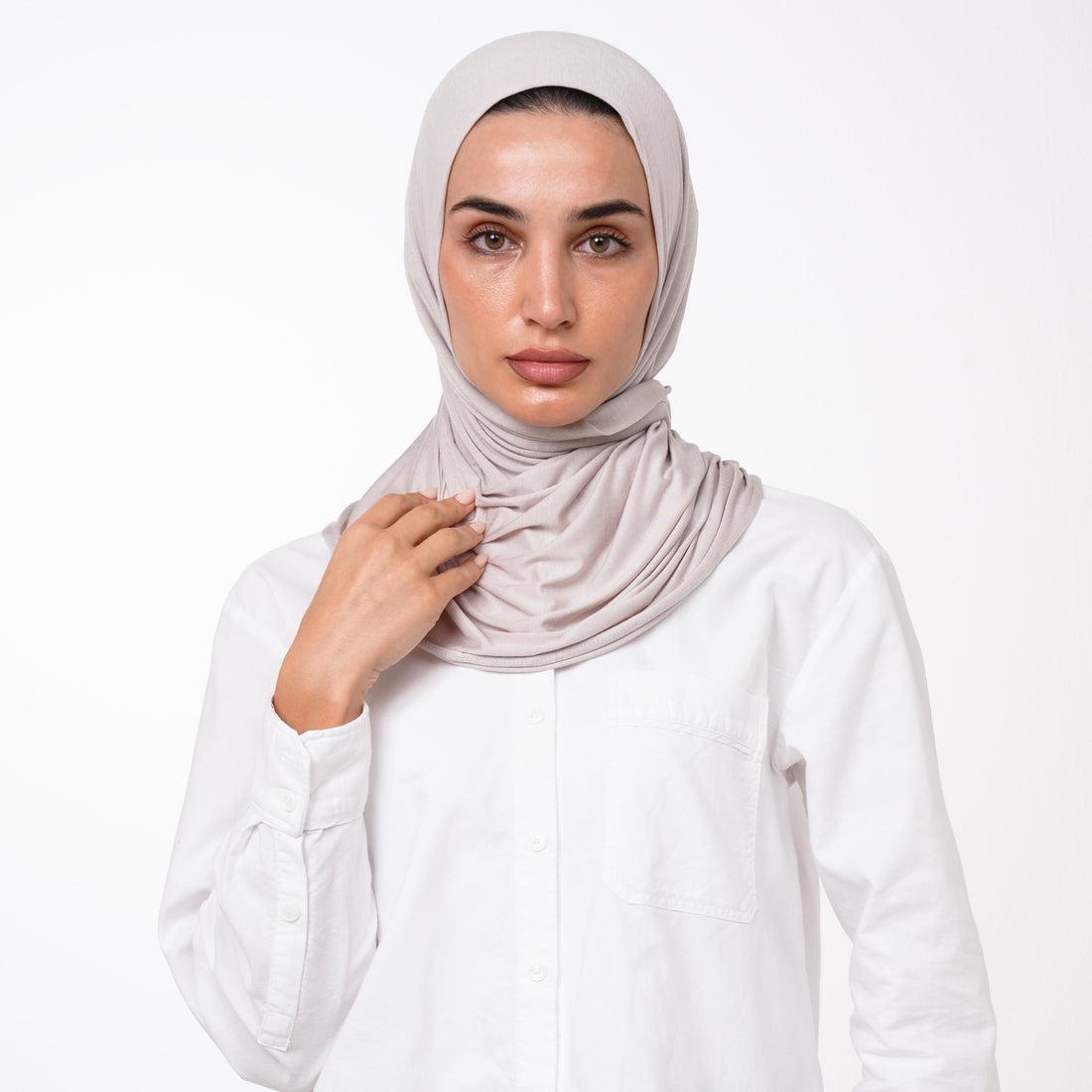 Cotton Malmal Folded Hijab - Cool Light Greige