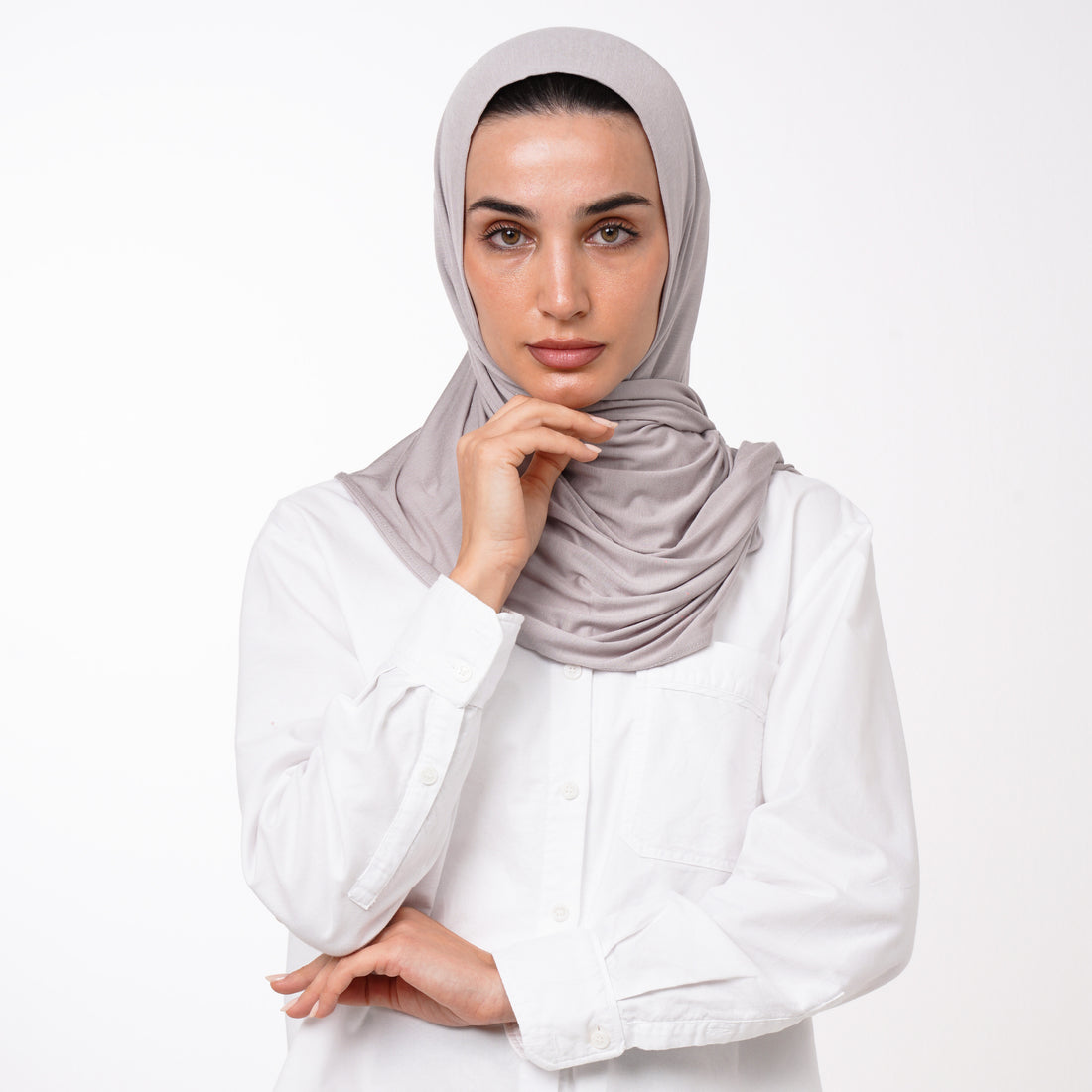 Cotton Malmal Folded Hijab - Taupe