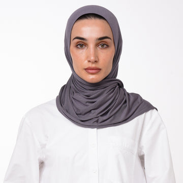 Cotton Malmal Folded Hijab - Slate Gray