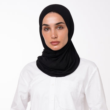 Cotton Malmal Folded Hijab - Black