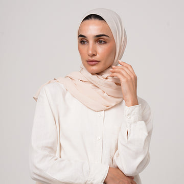 Double Stretch Chiffon Hijab - Ivory Blush