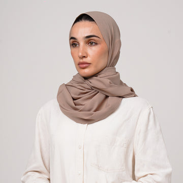 Double Stretch Chiffon Hijab - Mushroom Taupe