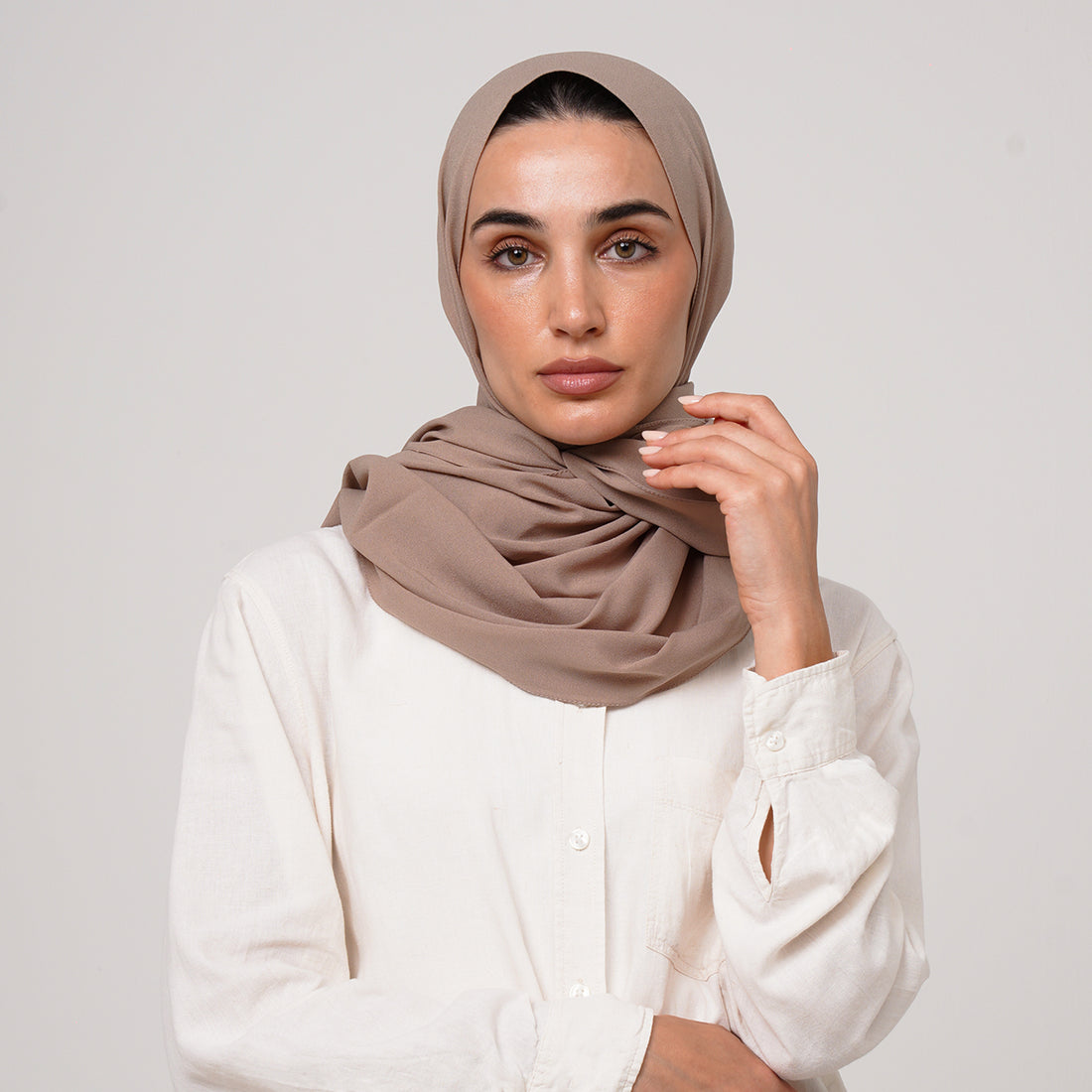 Double Stretch Chiffon Hijab - Mushroom Taupe