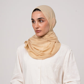 Double Stretch Chiffon Hijab - Champagne Beige