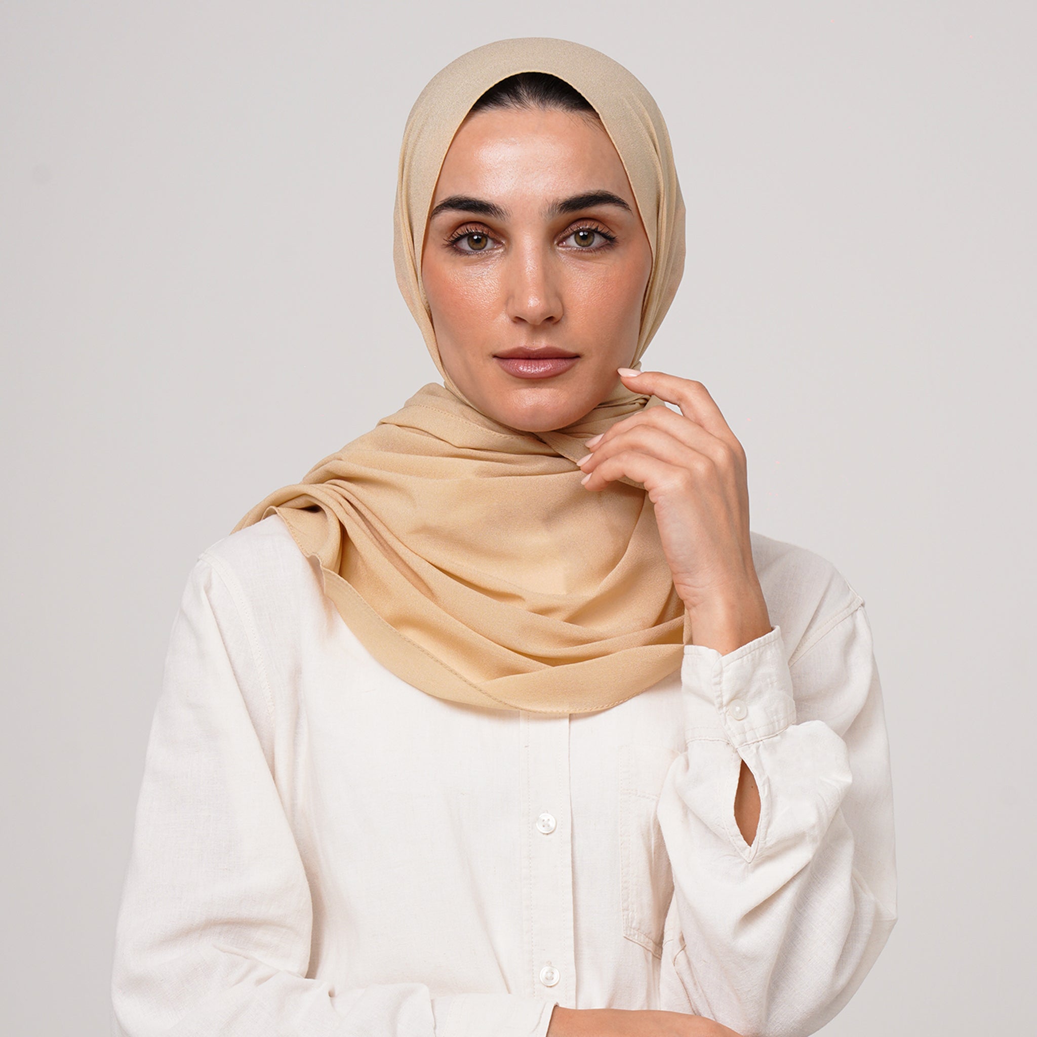 Double Stretch Chiffon Hijab - Champagne Beige