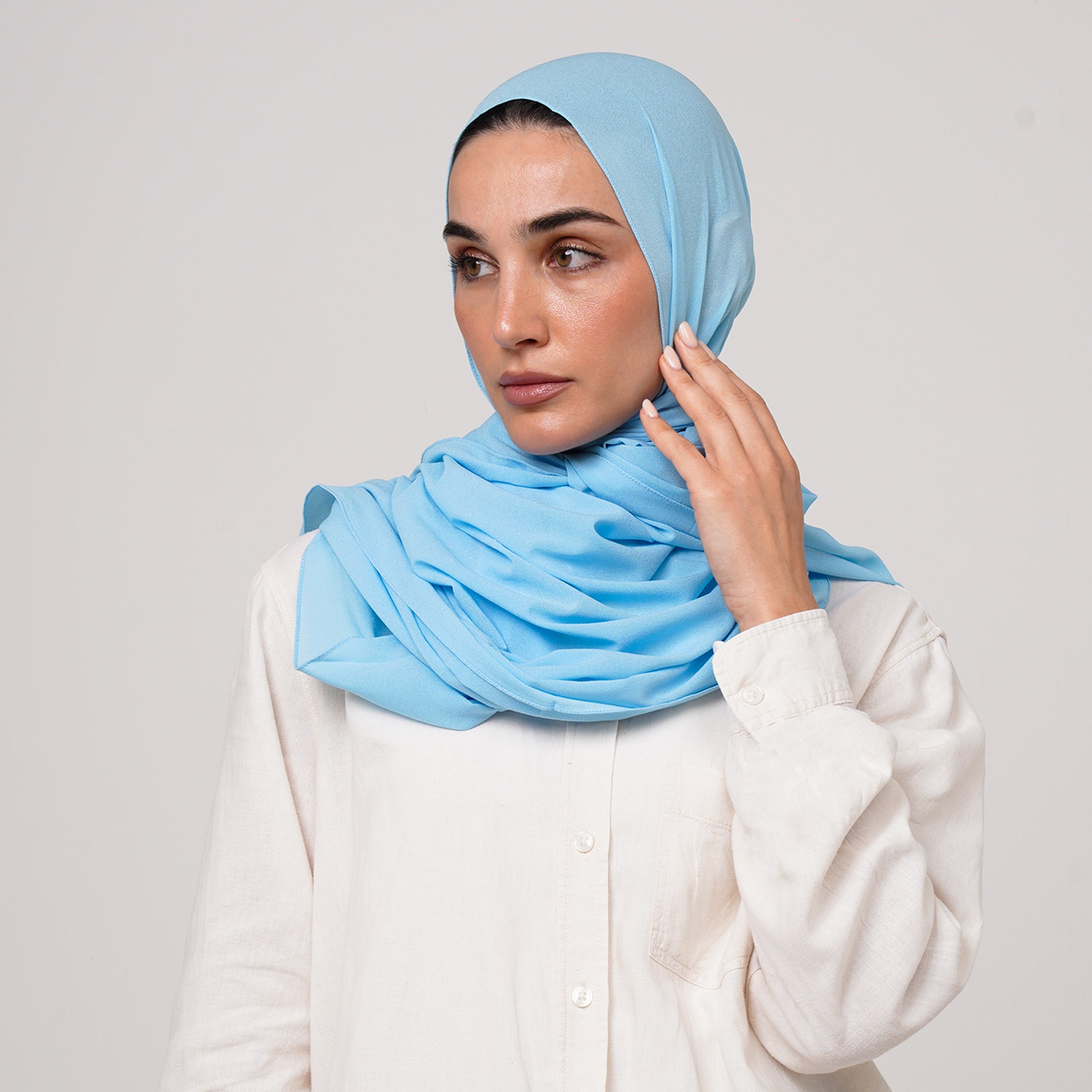 Double Stretch Chiffon Hijab - Sky Blue