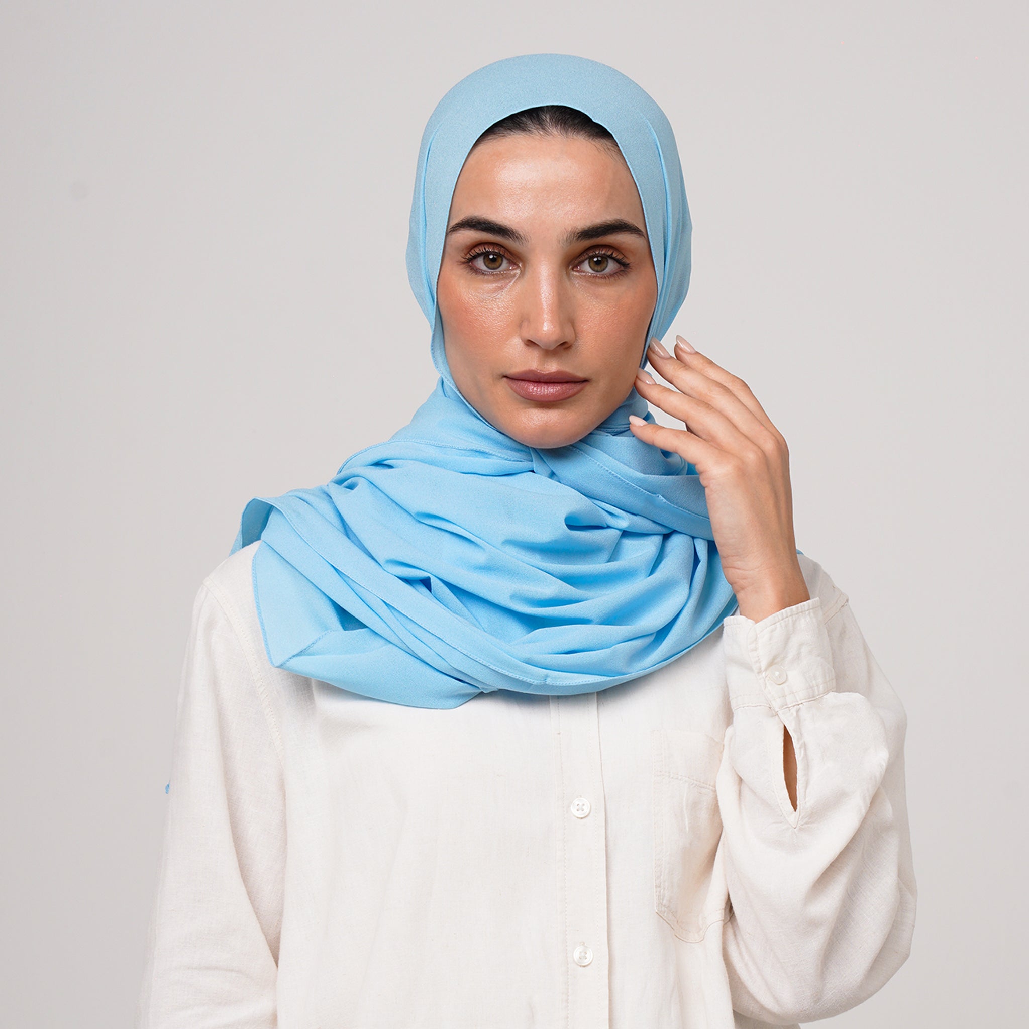 Double Stretch Chiffon Hijab - Sky Blue