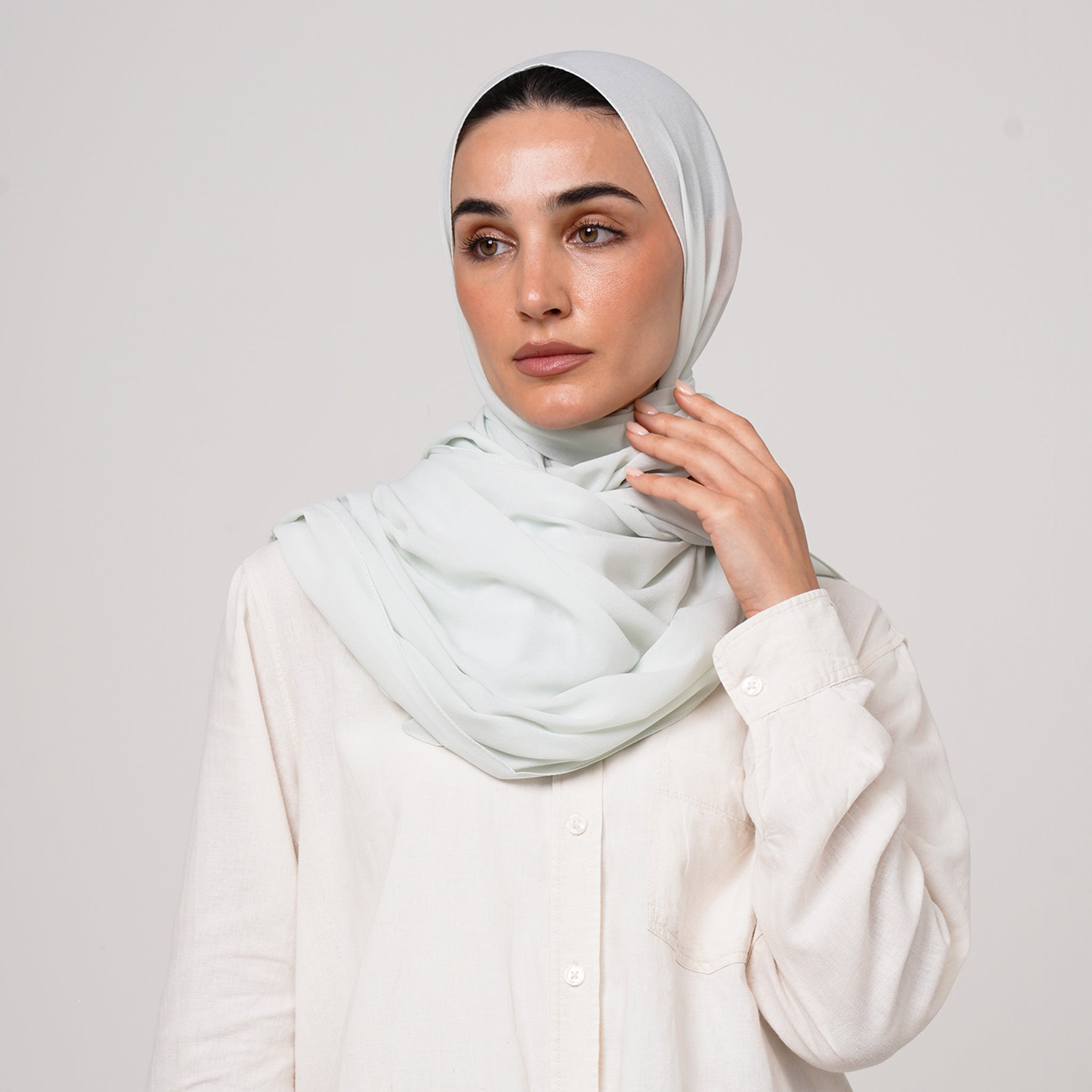Double Stretch Chiffon Hijab - Mint Mist