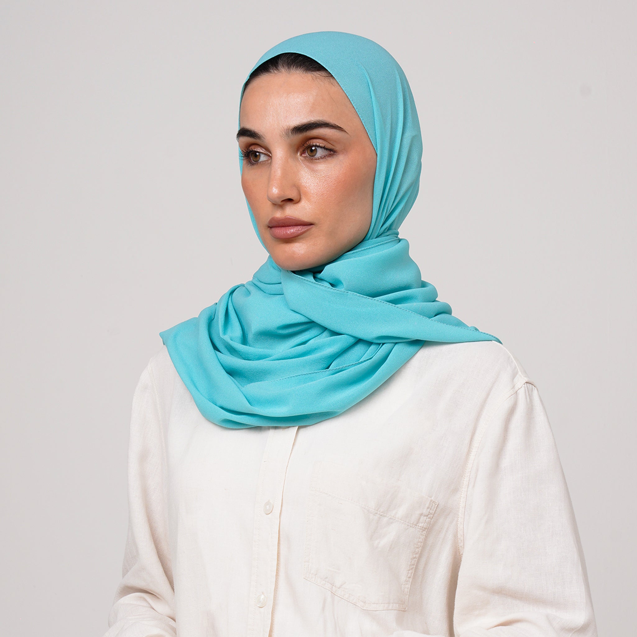 Double Stretch Chiffon Hijab - Turquoise Mist
