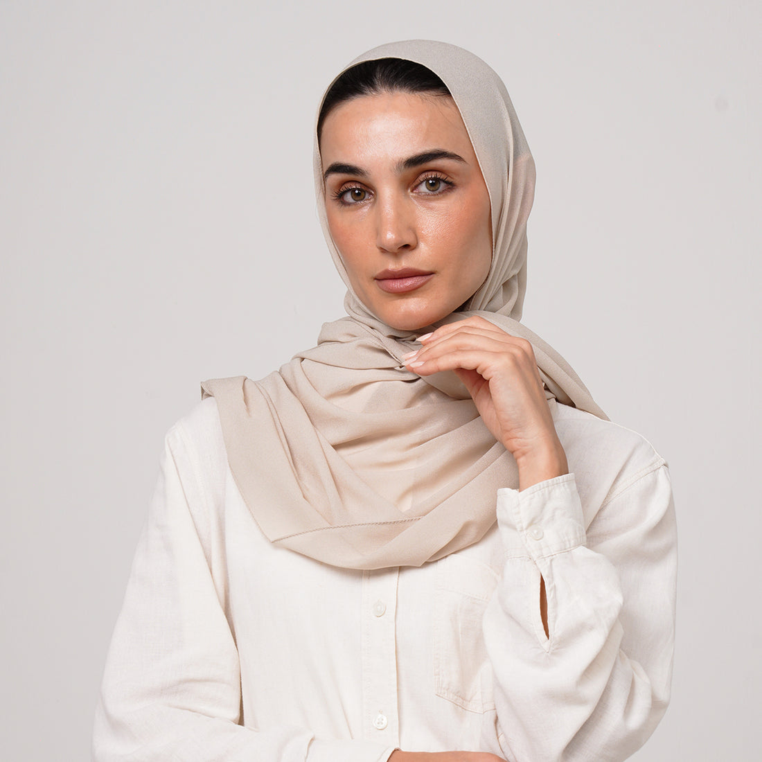 Double Stretch Chiffon Hijab - Soft Almond