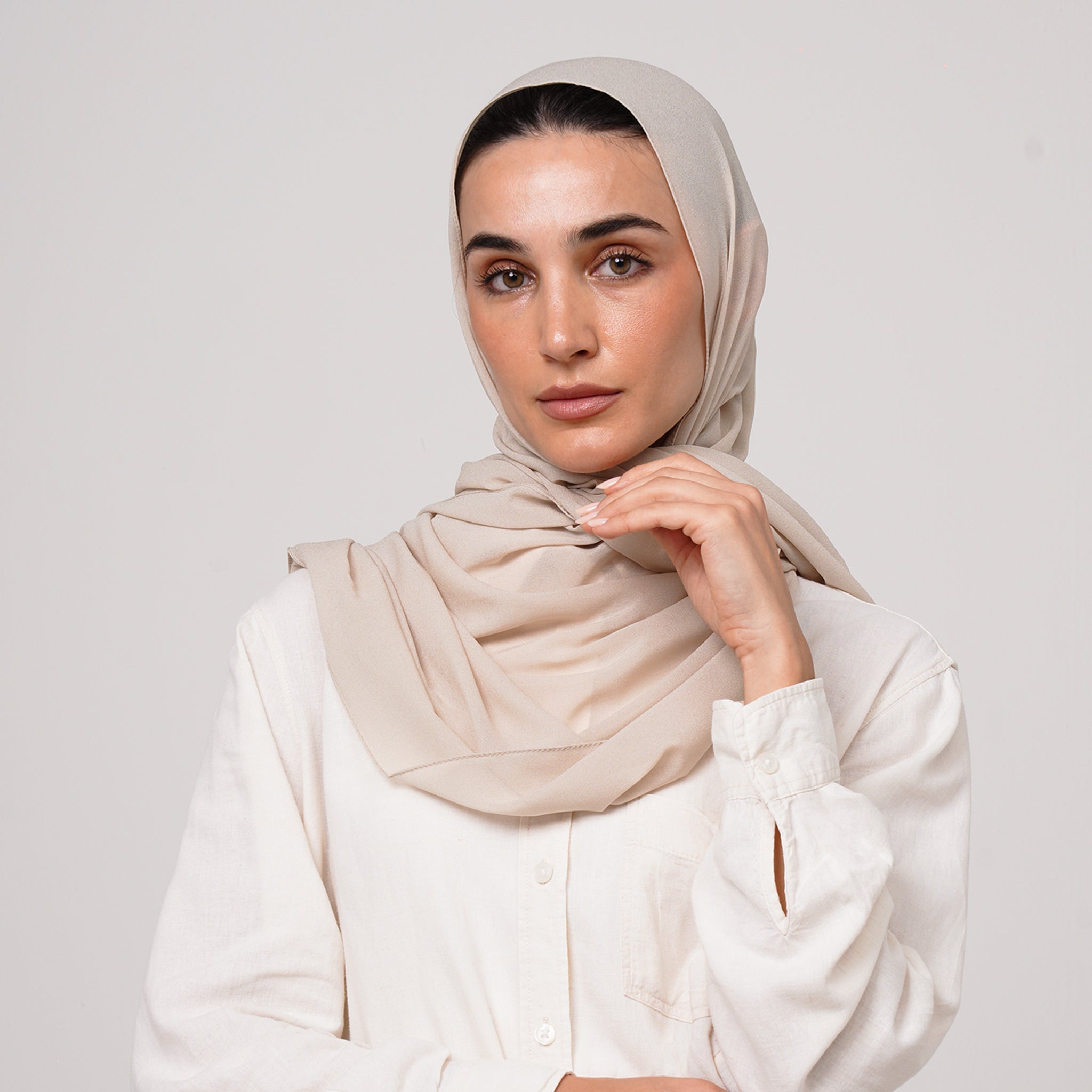 Double Stretch Chiffon Hijab - Soft Almond