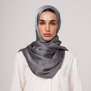 Shiny Satin Hijab - Cool Gray