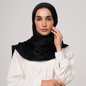 Shiny Satin Hijab - Black