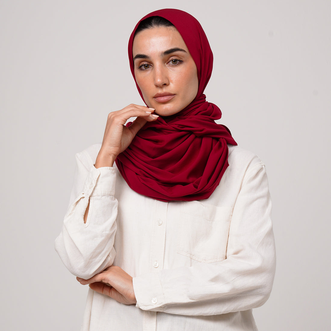 Soft Cotton lycra Hijab - Crimson Red