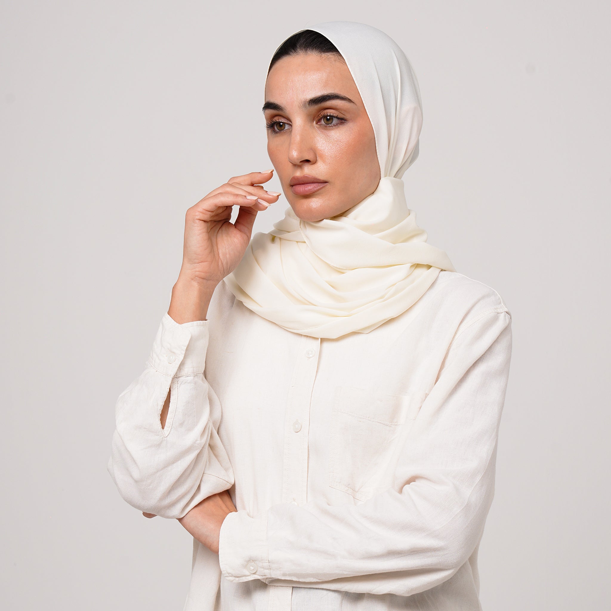 Soft Cotton lycra Hijab - Ivory Cream