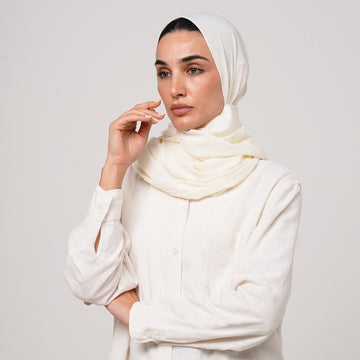 Soft Cotton lycra Hijab - Ivory Cream