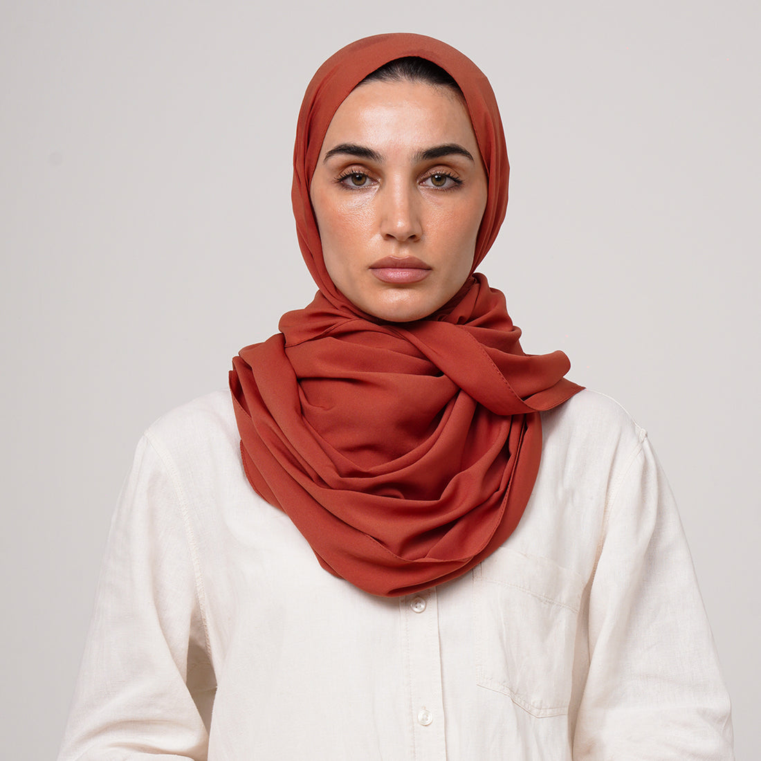 Soft Cotton lycra Hijab - Burnt Terracotta