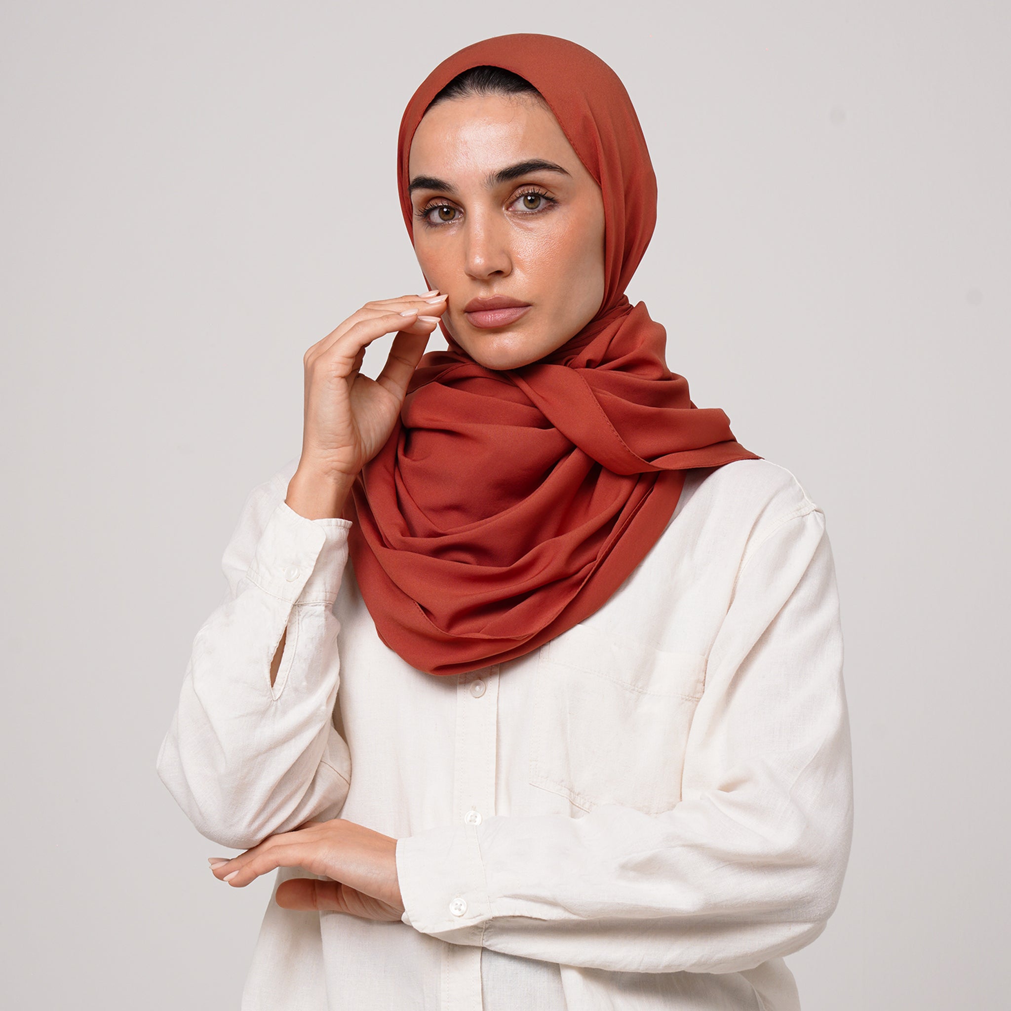 Soft Cotton lycra Hijab - Burnt Terracotta
