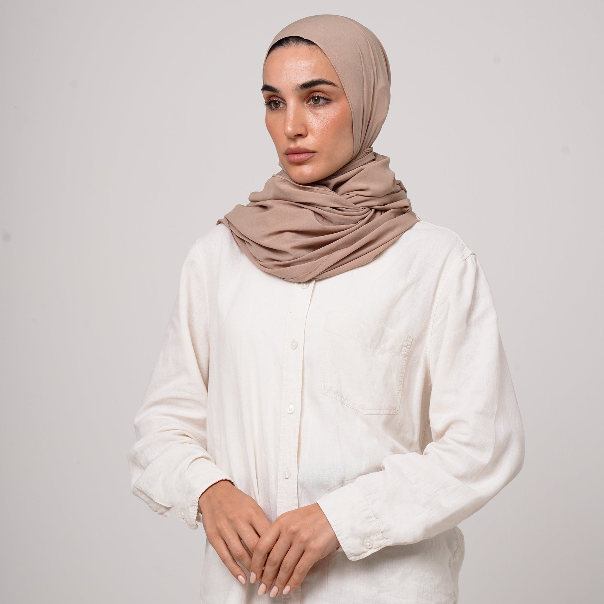 Soft Cotton lycra Hijab - Sand Beige