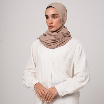 Soft Cotton lycra Hijab - Sand Beige