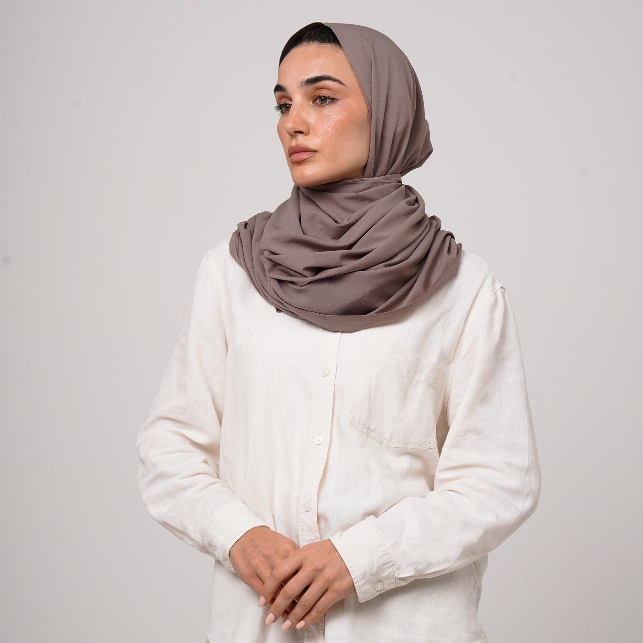 Soft Cotton lycra Hijab -  Mushroom Taupe