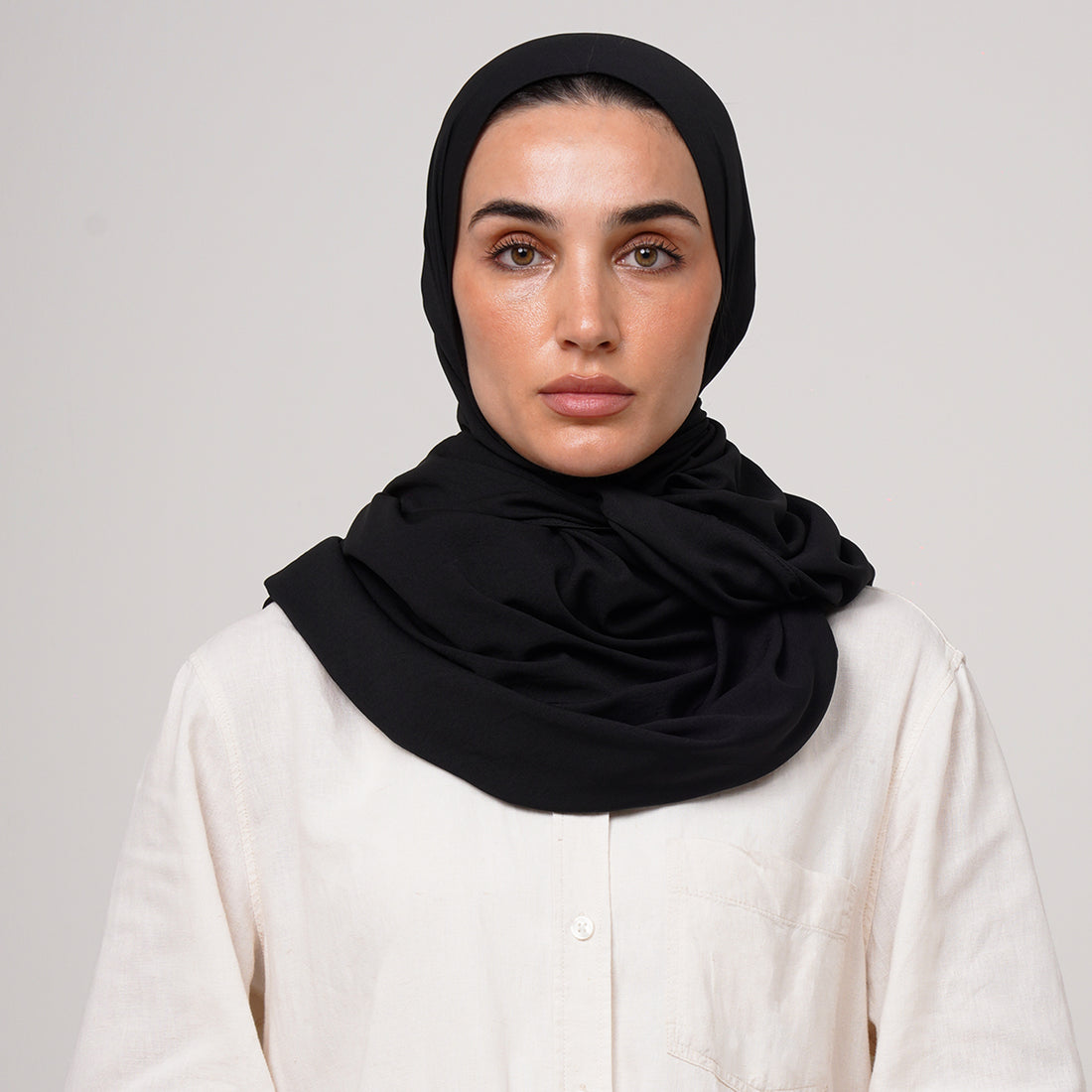 Soft Cotton lycra Hijab - Classic Black