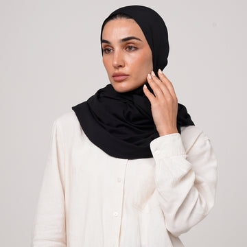 Soft Cotton lycra Hijab - Classic Black