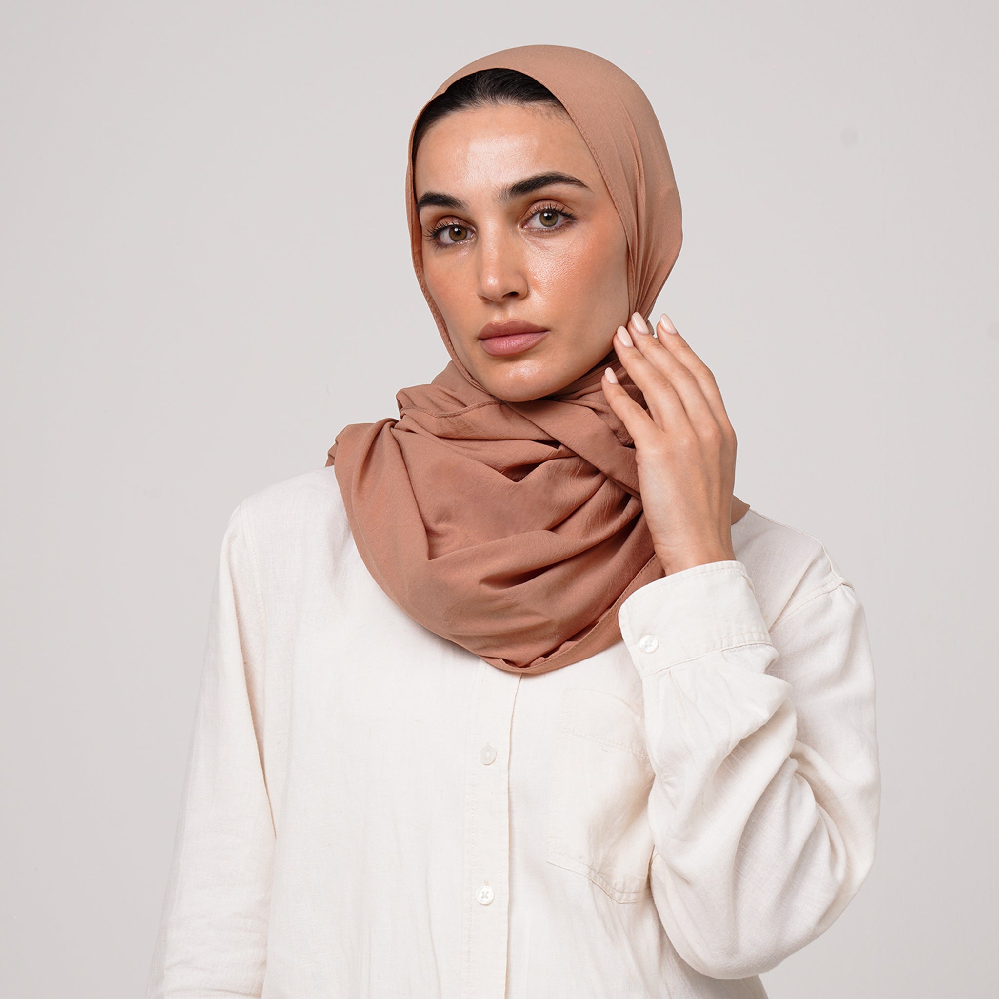 Soft Cotton lycra Hijab - Warm Nude