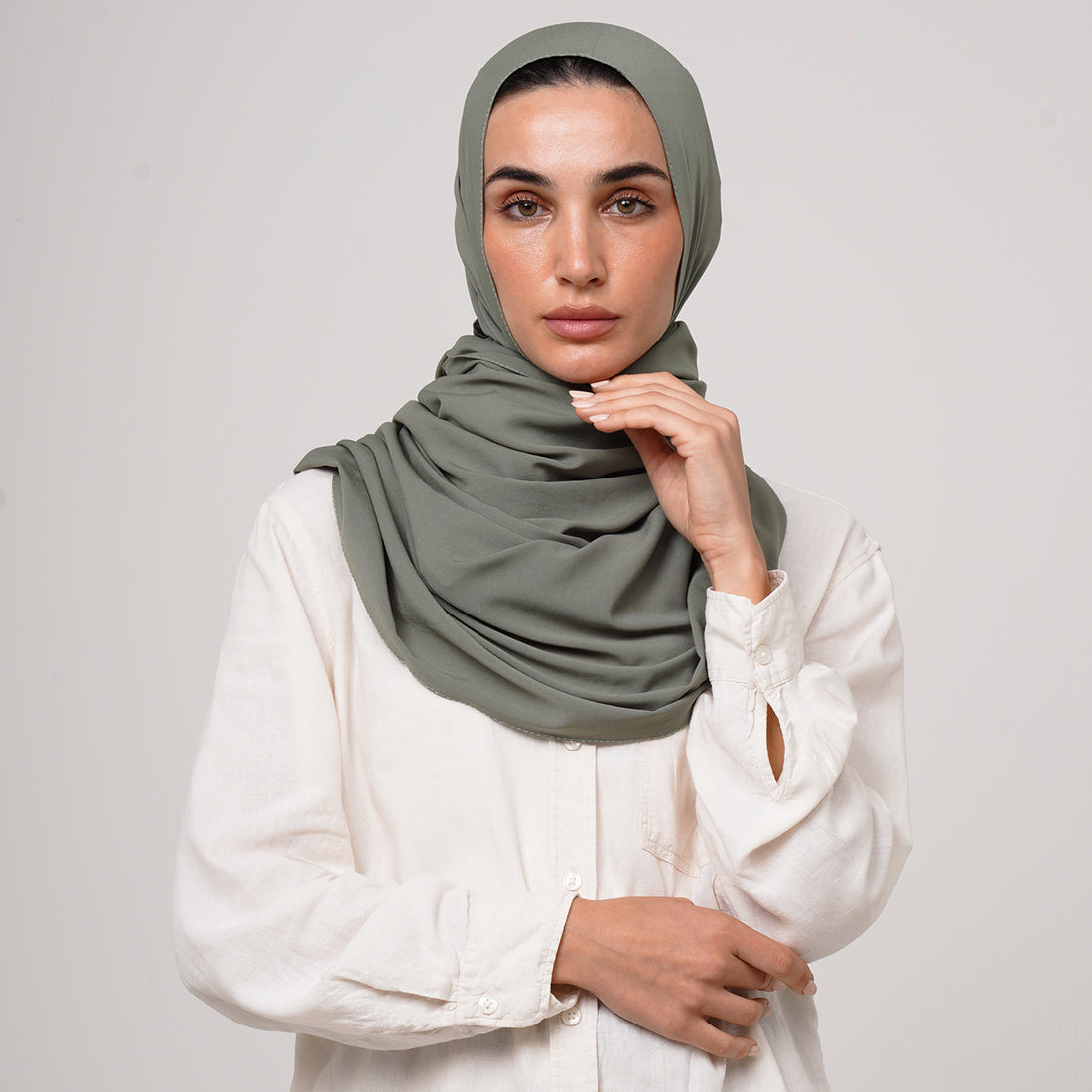 Soft Cotton lycra Hijab - Sage Green