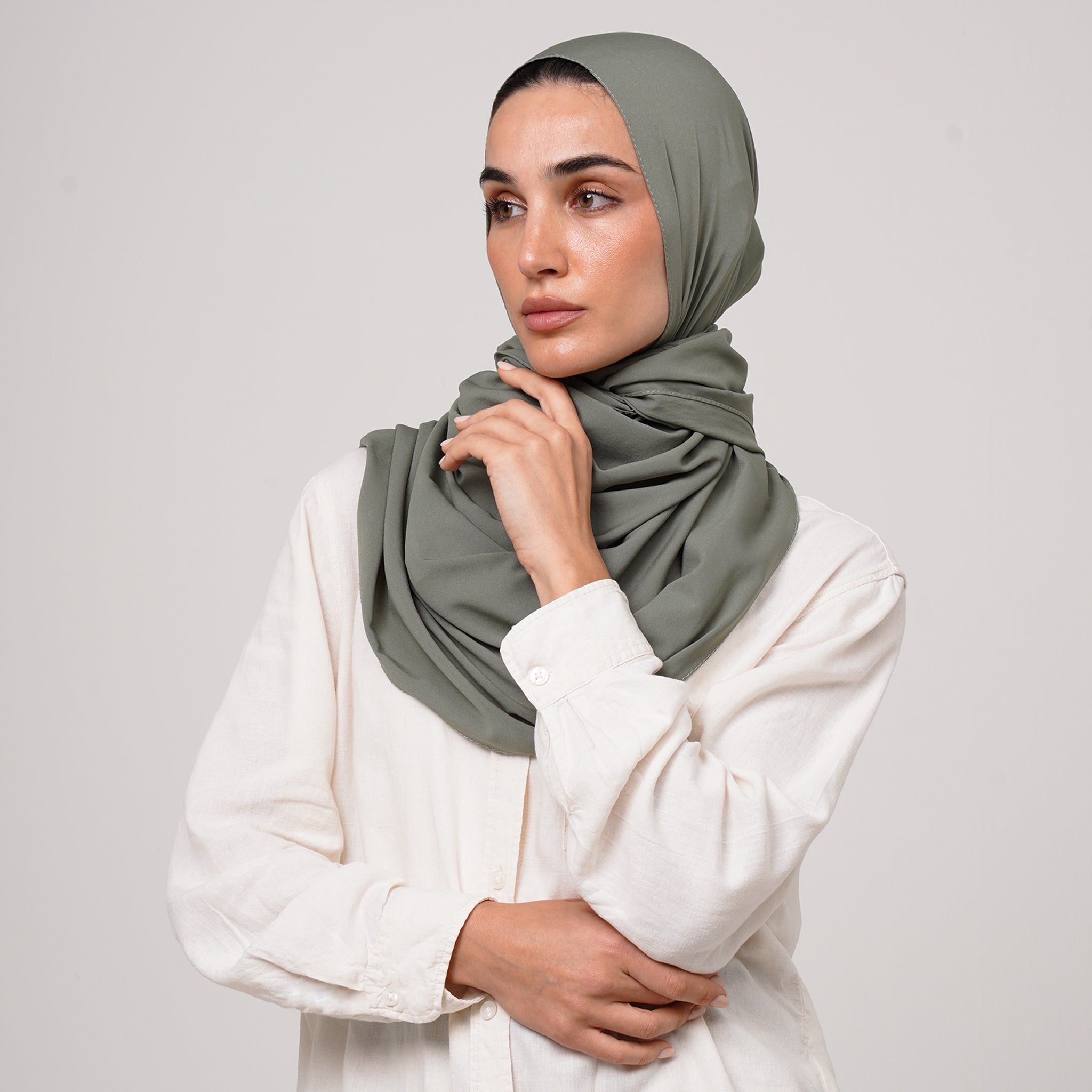 Soft Cotton lycra Hijab - Sage Green