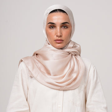 Shiny Satin Hijab - Champagne Beige