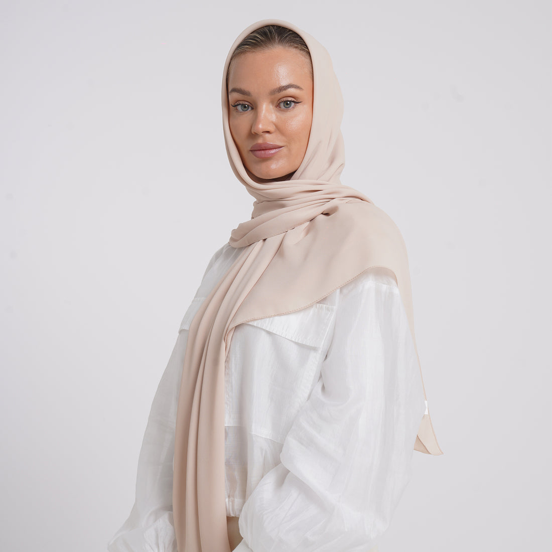 Crepe Cotton hijab -  Blush Beige