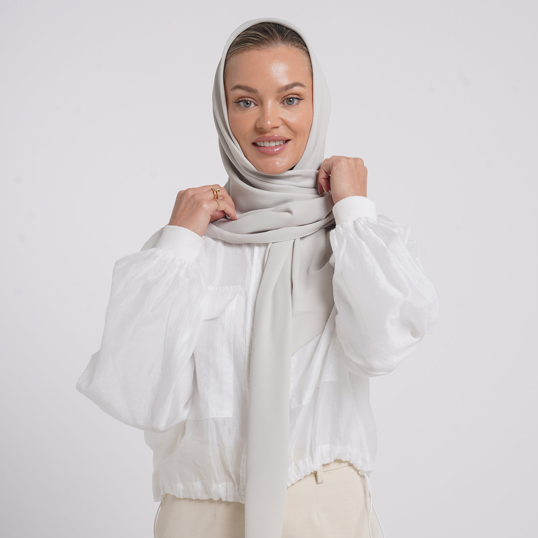 Crepe Cotton hijab -  Silver Mist