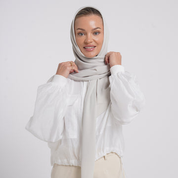 Crepe Cotton hijab -  Silver Mist
