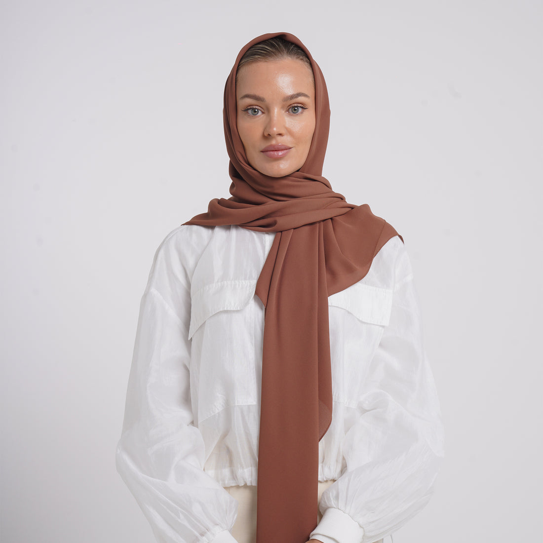 Crepe Cotton hijab -  Cinnamon Brown