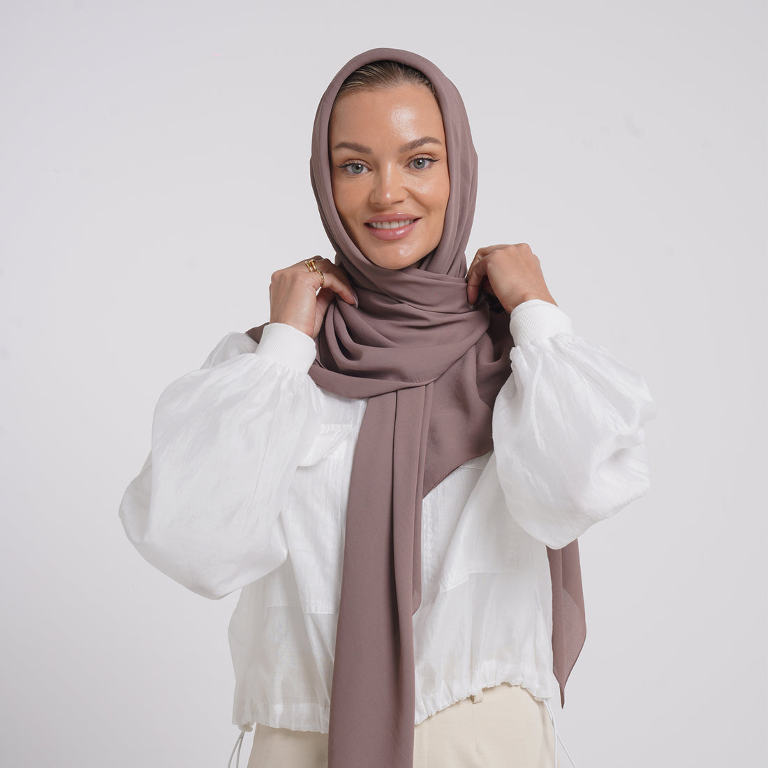 Crepe Cotton hijab -  Mauve Taupe