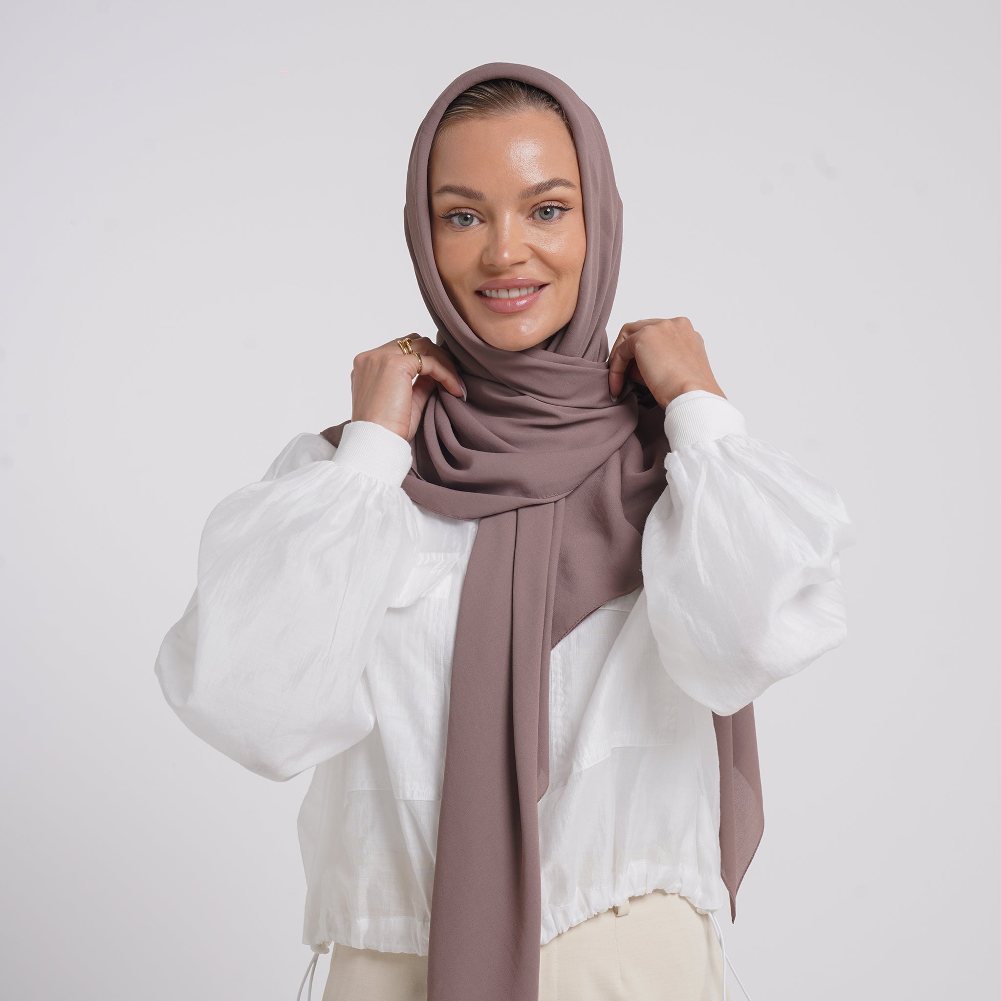 Crepe Cotton hijab -  Mauve Taupe