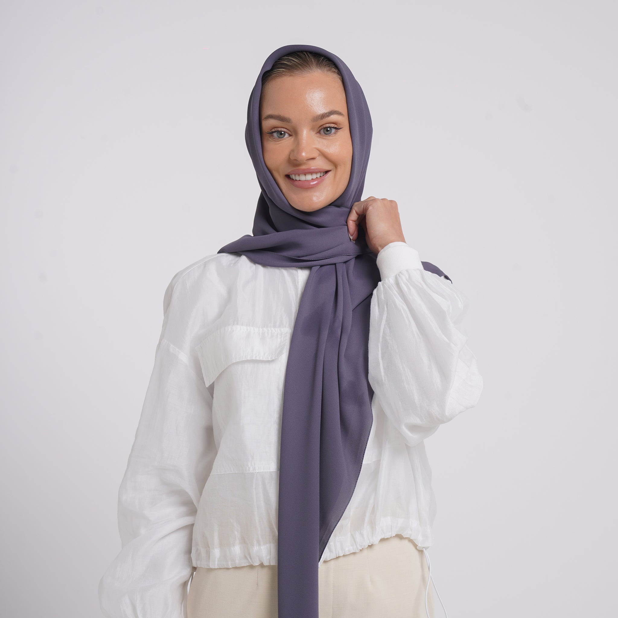 Crepe Cotton hijab -  Slate Purple