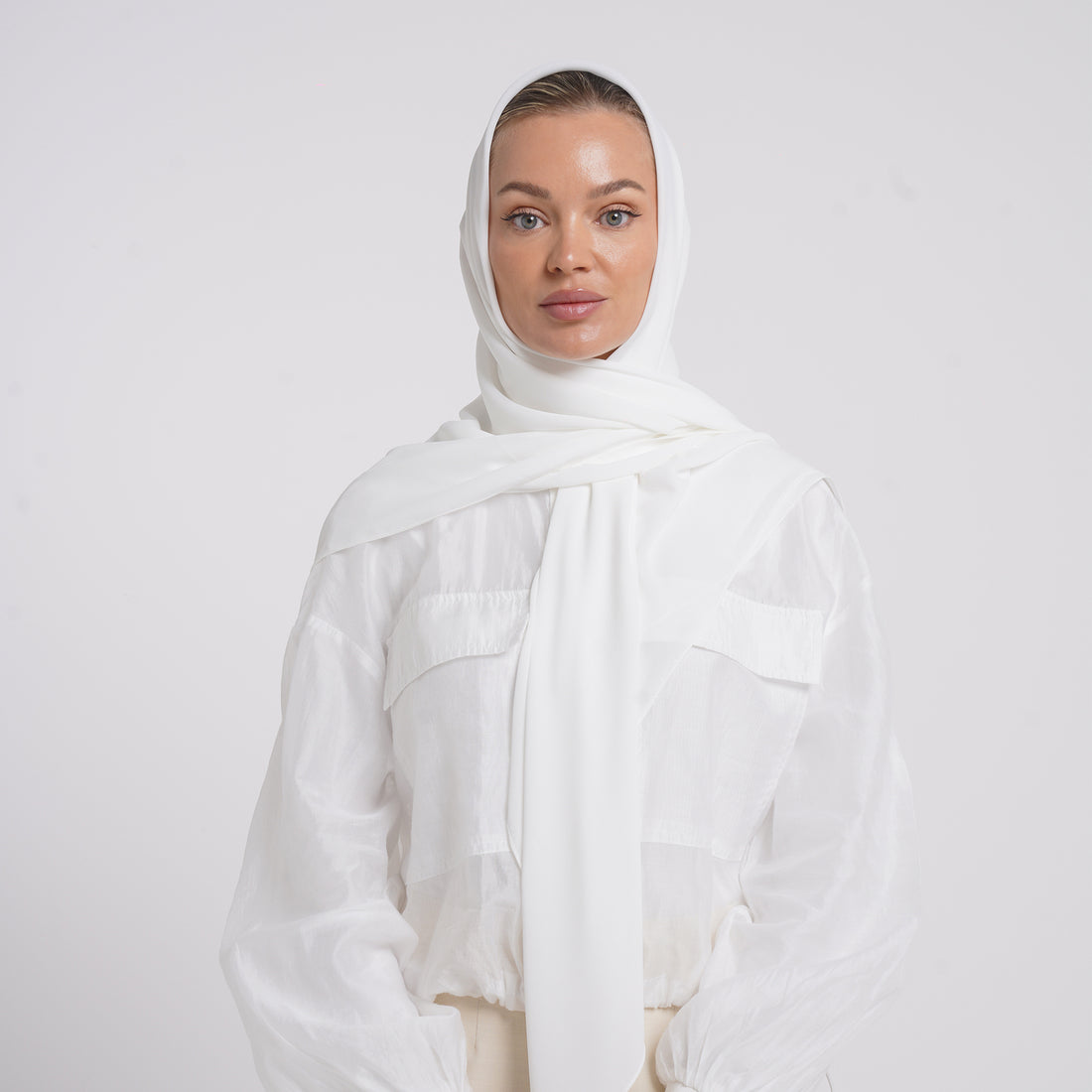 Crepe Cotton hijab - White