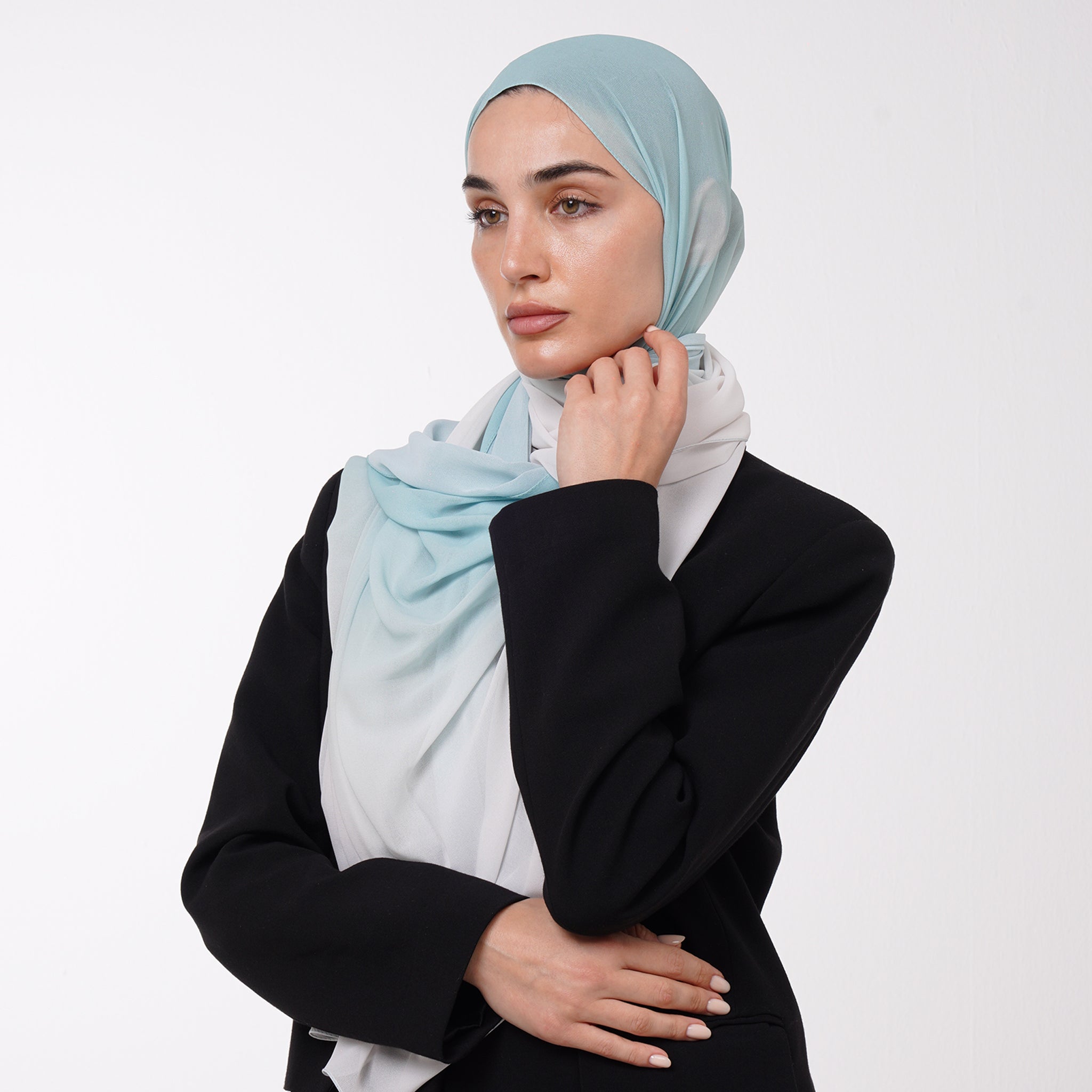 Ombre Crepe Hijab -Mint Frost