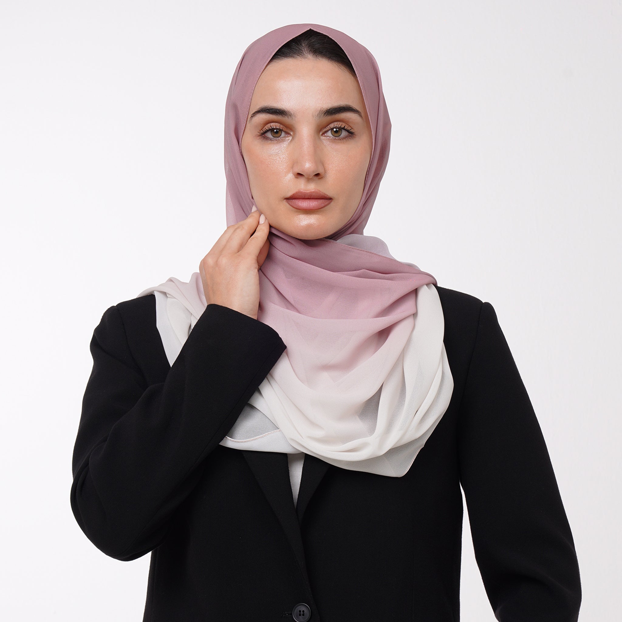 Ombre Crepe Hijab -Rose Cloud