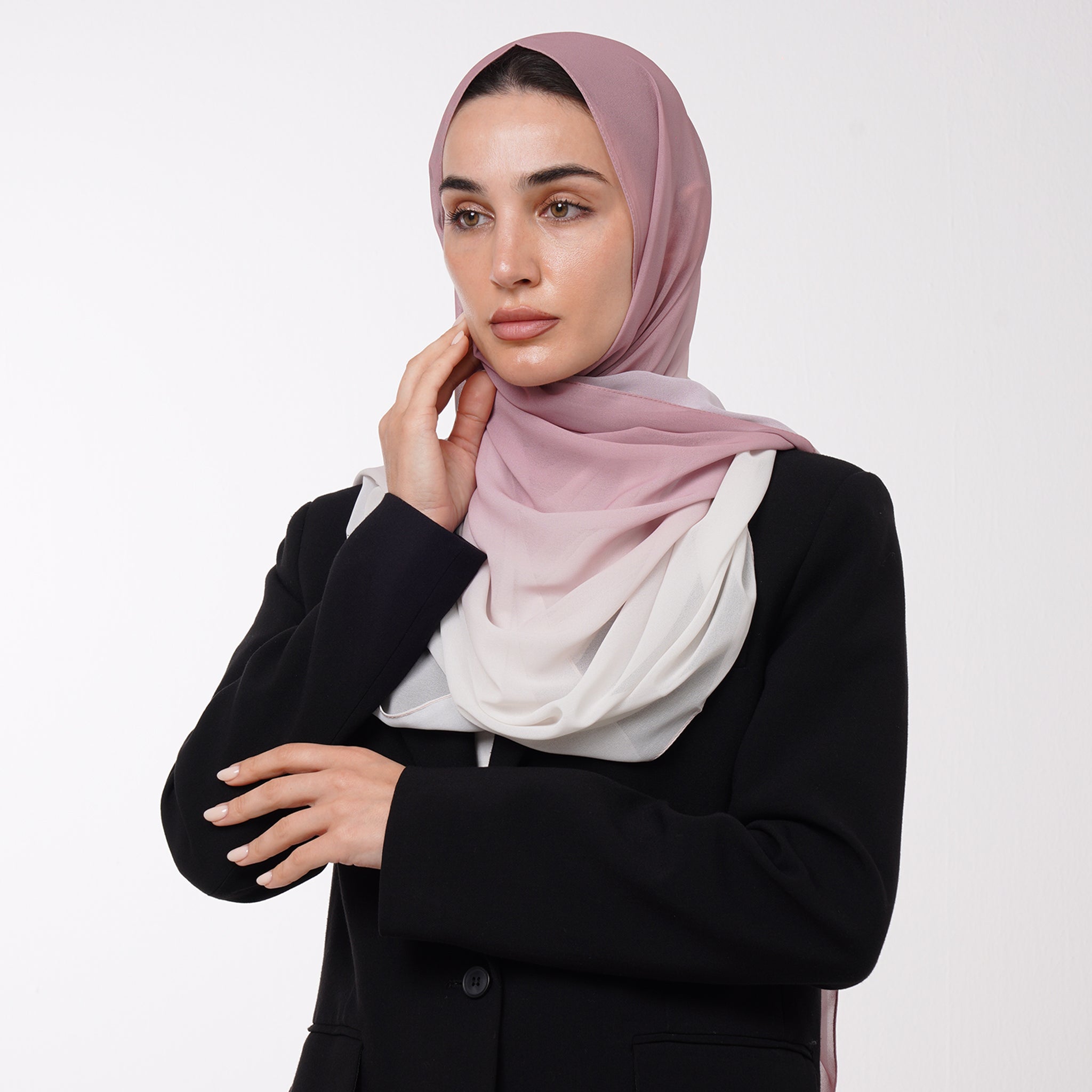 Ombre Crepe Hijab -Rose Cloud