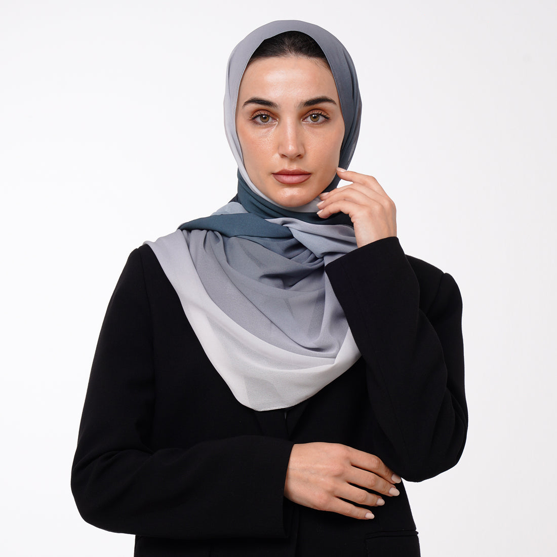 Ombre Crepe Hijab -Storm Mist