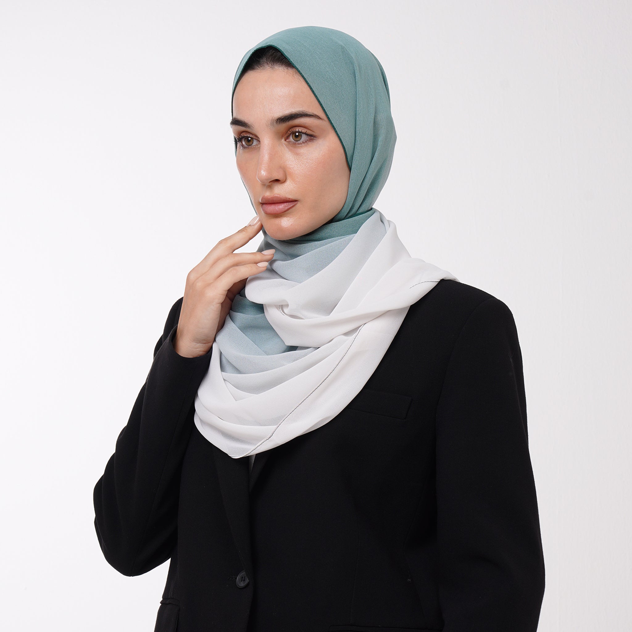 Ombre Crepe Hijab -Seafoam Pearl