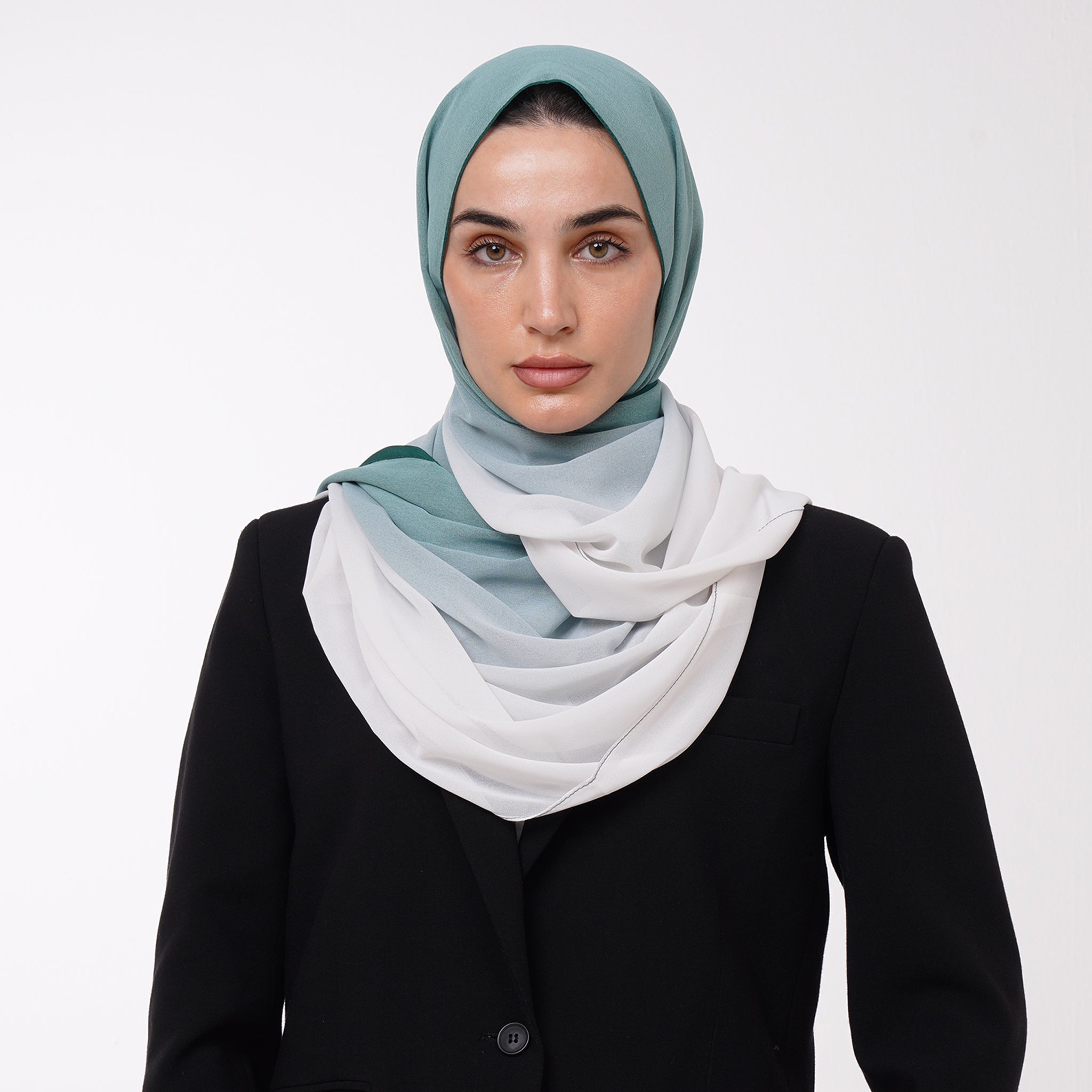 Ombre Crepe Hijab -Seafoam Pearl
